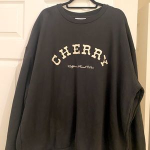 Cherry Athletic Crewneck Sweater Size XXL Oversized Dark Gray/Off-Black